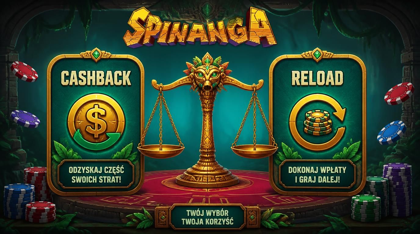 Panel „Cashback” z symbolem zwrotu oraz panel „Reload” z symbolem odświeżenia i wagą wyboru.